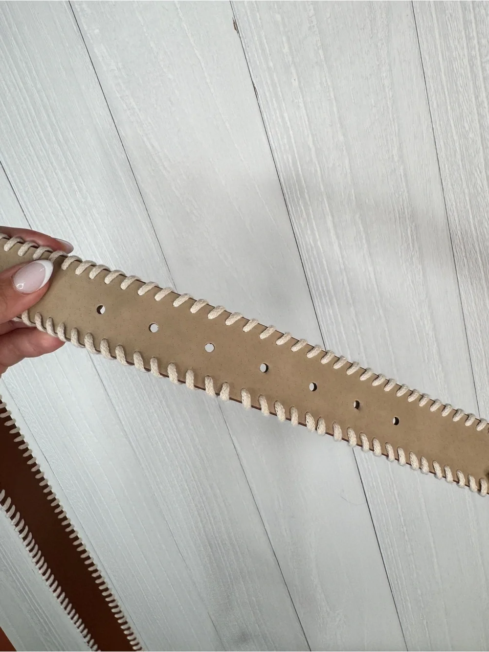 Western Style Belt | Brown Whip Stitch Cowboy Buckle Boho Chic
